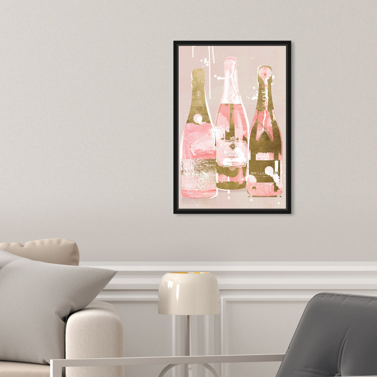 Drinks And Spirits Blush Champagne Drinks And Spirits Blush Champagne  Bottles, Glam Pink by Oliver Gal Print